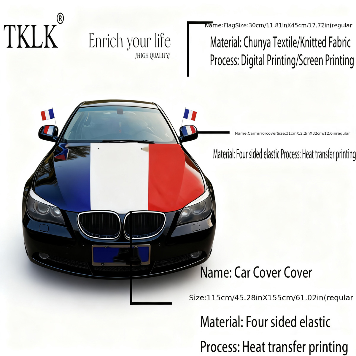 France Hood Flag Cover 155 Cm  - Car Accessories Banner review and price