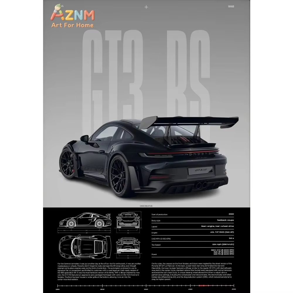 1pc Minimalist 911 GT3-RS 718  - Car Accessories For Inside review and price