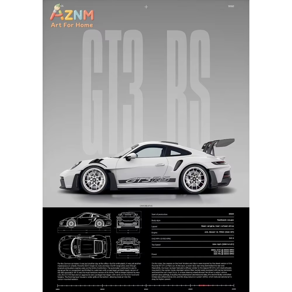 1pc Minimalist 911 GT3-RS 718  - Car Accessories For Inside review and price