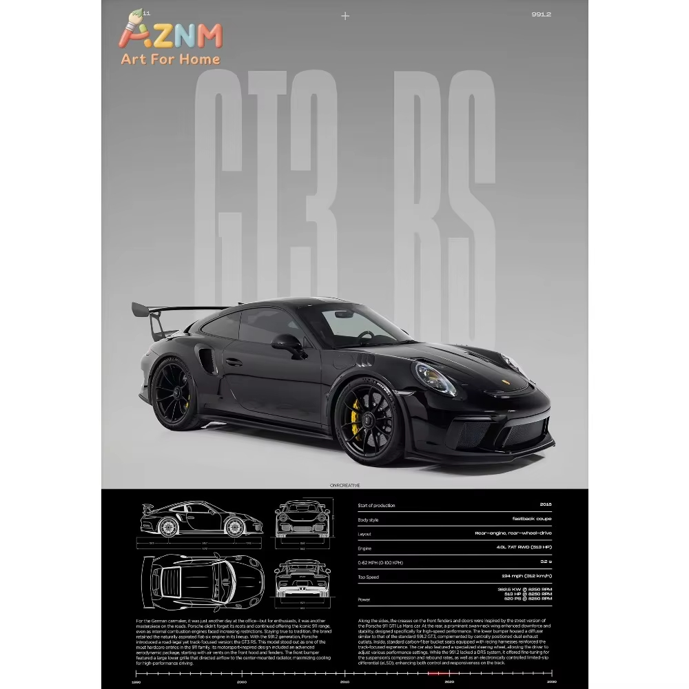 1pc Minimalist 911 GT3-RS 718  - Car Accessories For Inside review and price