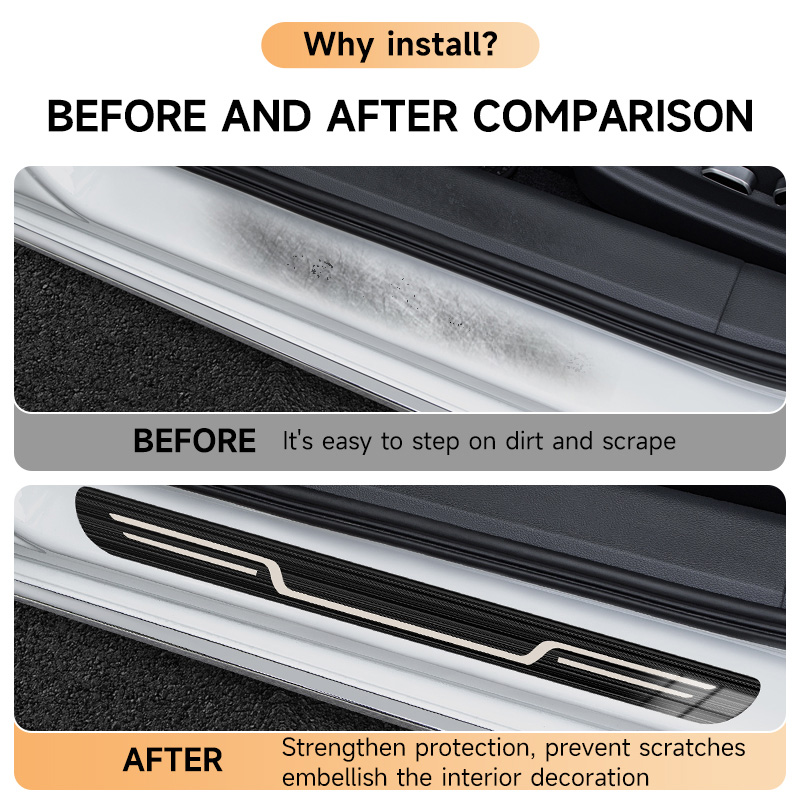 Stainless Steel Car Door Sill  - Car Accessories Tape review and price